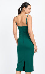 Emerald Green Corset Detail Midi Dress by Chloe Lewis