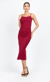 Cherry Red Corset Detail Midi Dress by Chloe Lewis