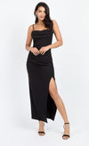 Black Corset Detail Maxi Dress by Chloe Lewis