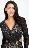 Black Lace Cut-Out Mini Dress by Chloe Lewis