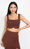 Chocolate Brown Button Front Bralette Top by Chloe Lewis