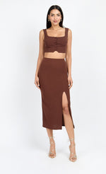 Chocolate Brown Midi Skirt by Chloe Lewis