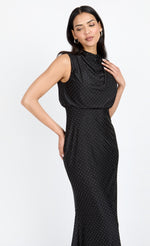 Black Slinky Embellished Maxi Dress by Chloe Lewis