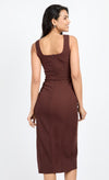 Chocolate Brown Knot Front Midi Dress by Chloe Lewis