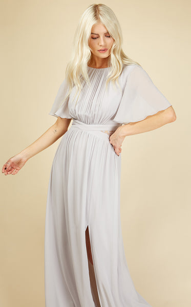 Kirsty Ice Grey Angel Wing Maxi Dress – Little Mistress