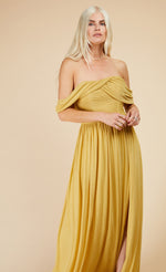 Yellow Draped Sleeve Maxi Dress