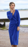 Cobalt Knit Midaxi Wrap Dress by Vogue Williams