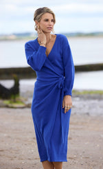 Cobalt Knit Midaxi Wrap Dress by Vogue Williams